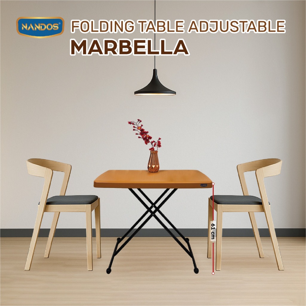 Meja Lipat Naik Turun Adjustable Atur Meja Plastik Rangka Besi Tinggi Rendah Nandos Marbella