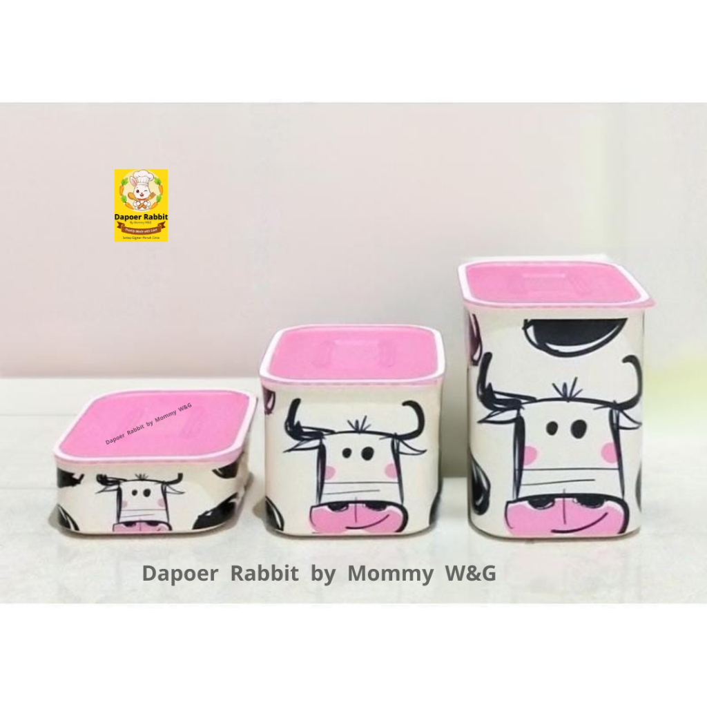 Baseline Cow Moo 1,3L Tupperware (1) l Motif Sapi l Toples Plastik Keras l Box Makanan l Kotak