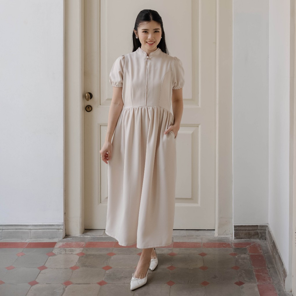 Beatrice Clothing Bali Vivian Dress - Midi Dress Polos Kerah Shanghai
