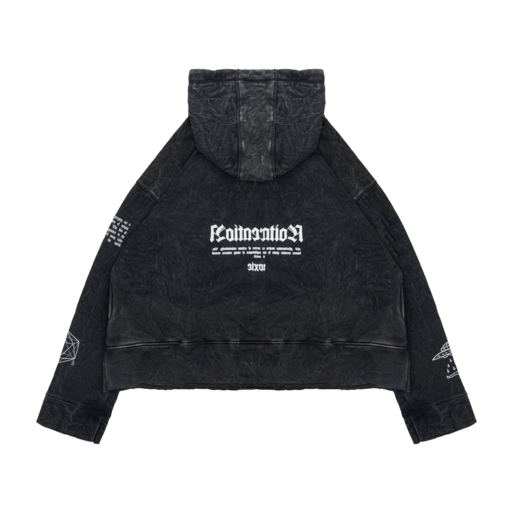 Moxie Hoodie Crop Washed Unfinish Oversize Touch