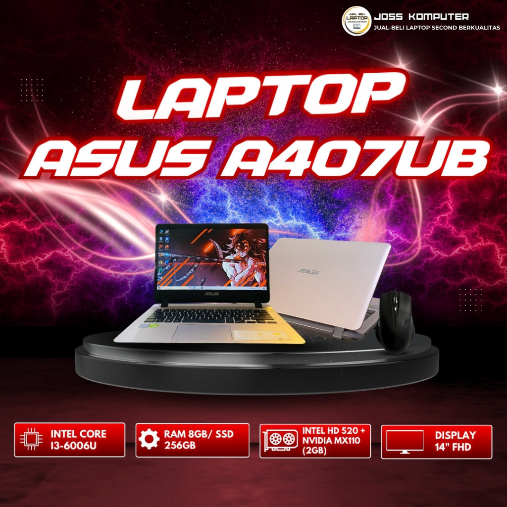DIjual Laptop ASUS A407UB - Laptop Core i3 - Ram 8GB/SSD 256GB Bergaransi