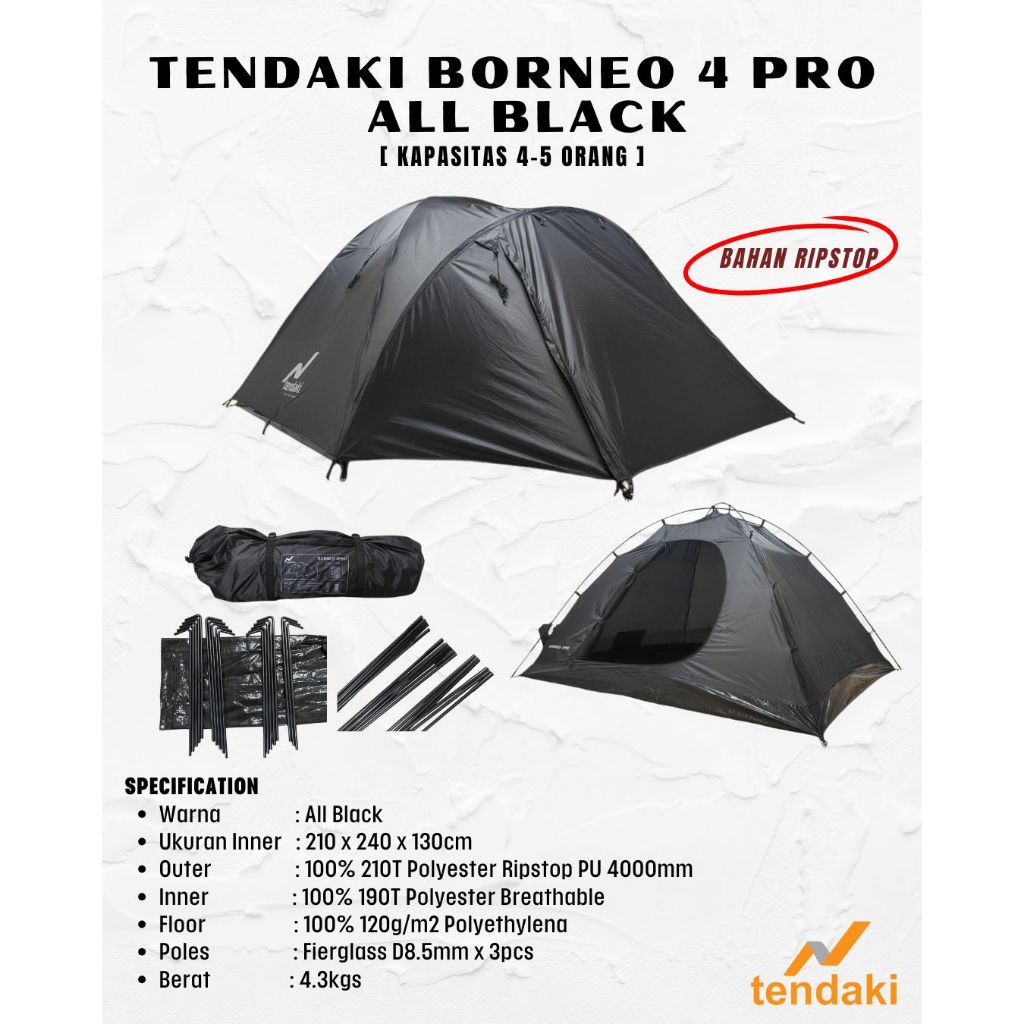 tenda kapasitas 4 orang tendaki borneo 4, Nsm4 , Java 4 Light , Moluccas 4 pro, Arundaya 4 Light ori
