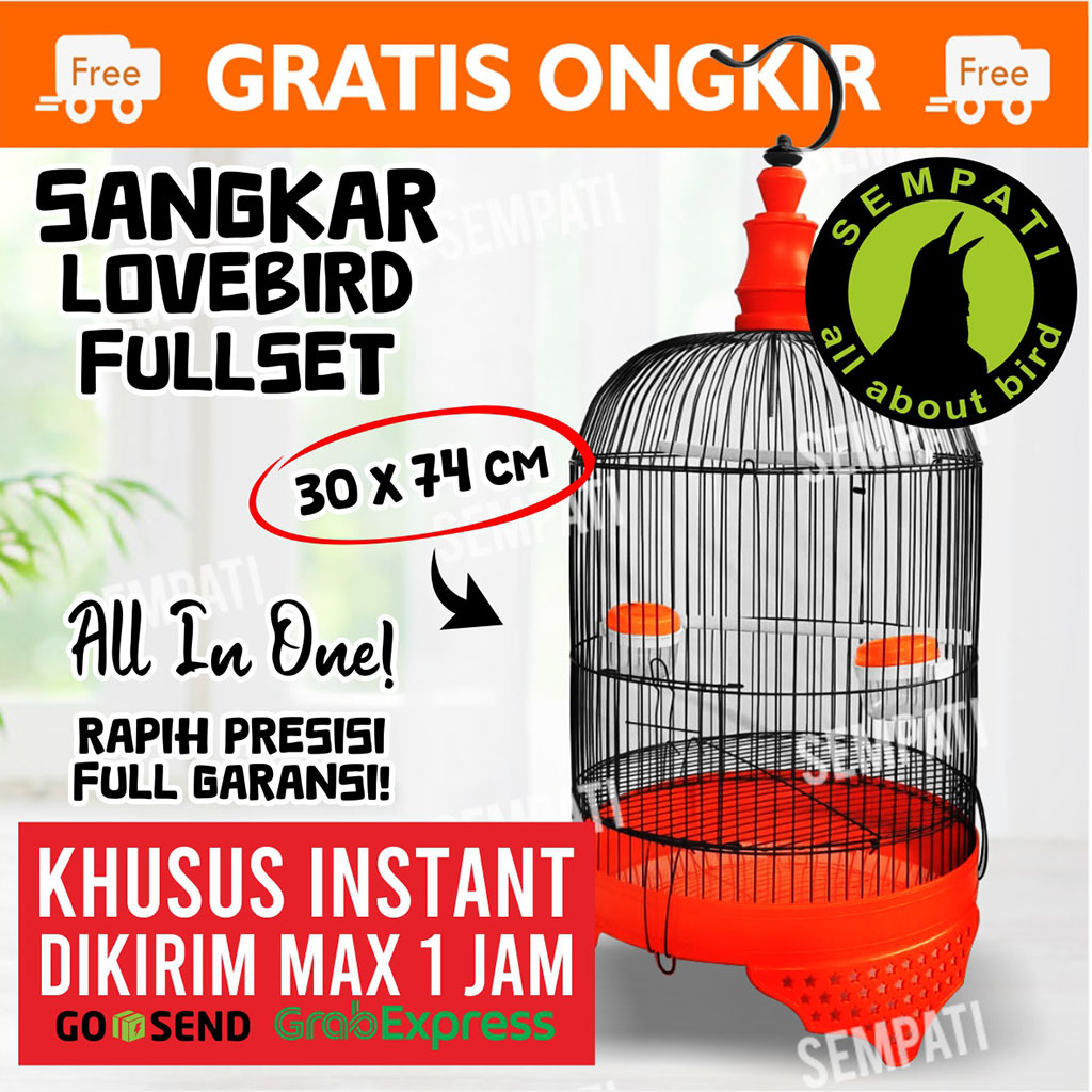 SEMPATI KHUSUS TERKIRIM 1 JAM INSTAN GRAB GOJEK Sangkar Lovebird Tanggung Fullset Kandang Burung Lov