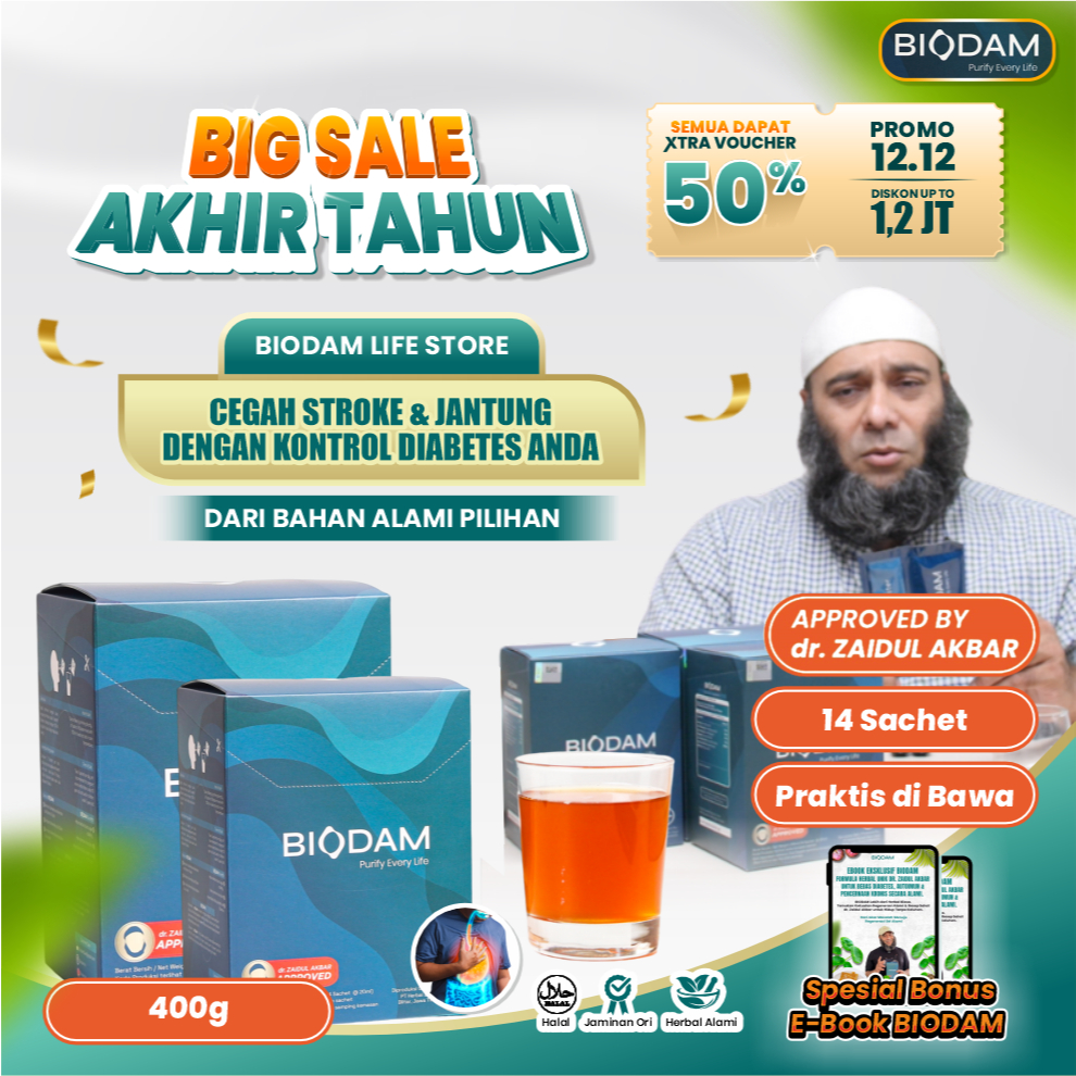 Biodam Herbal Pilihan Dr. Zaidul Akbar Cegah Stroke & Jantung Bengkak Kolesterol Diabetes ORIGINAL
