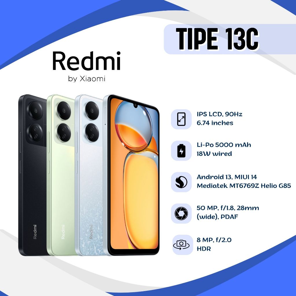 HP XIAOMI REDMI 13C RAM 8+256GB Smartphone Android GARANSI TOKO