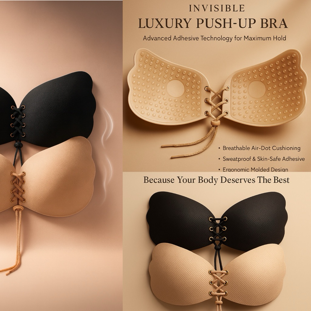 [NEW] 2 SET Invisible Luxury Push-Up Bra | Anti-Irritation Ultra Breathable Instant Push Up Bra | Pr