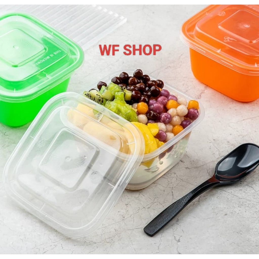 Thinwall Square 120ml 150ml 200ml 250ml 350ml+sendok Isi 25set / Kotak Makan Plastik Dessert Salad B