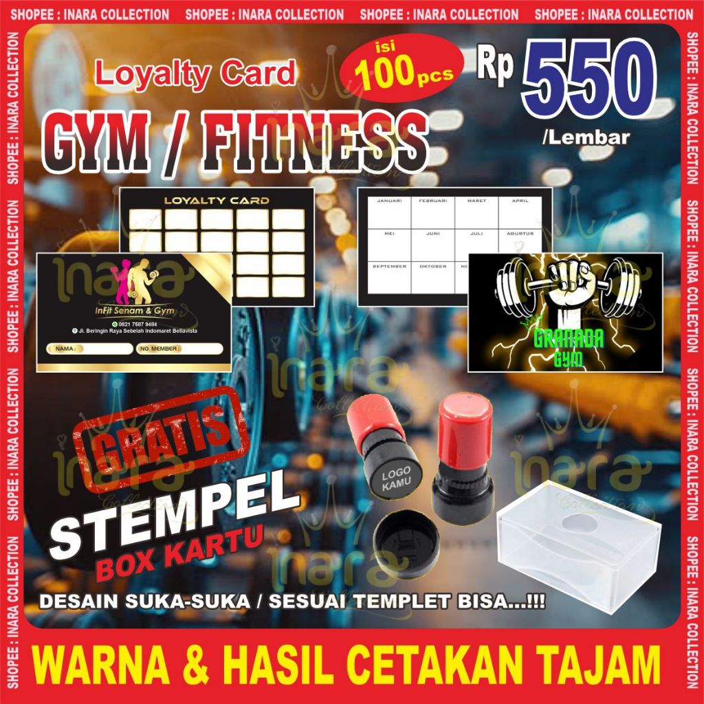 KARTU MEMBER | LOYALTY CARD GYM | LOYALTY CARD FITNESS (100pcs)