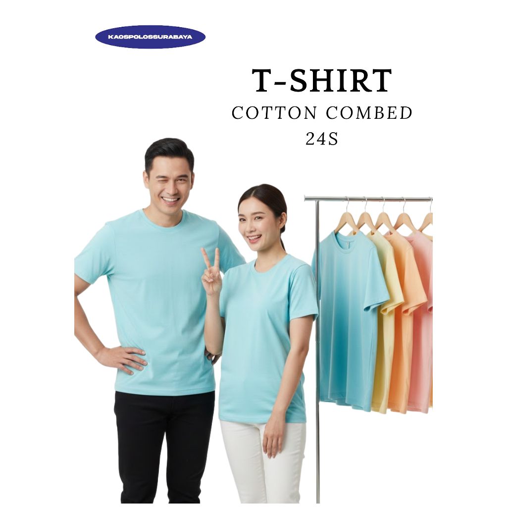 [KAOSPOLOS DEWASA] LENGAN PENDEK WARNA TOSCA MUDA 100% KAIN COTTON COMBED 24S SIZE (M) REGULAR - KAO