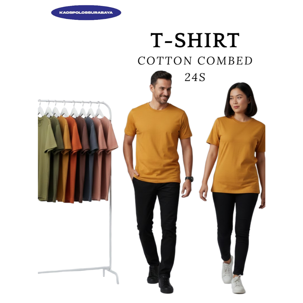 [KAOSPOLOS DEWASA] LENGAN PENDEK WARNA KUNING BUSUK 100% KAIN COTTON COMBED 24S SIZE (L) REGULAR - K