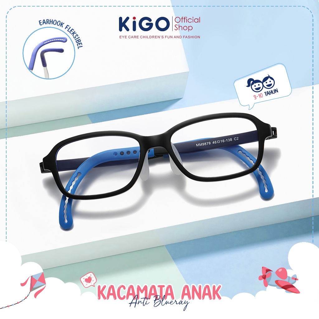 KIGO Kacamata Anak Lensa Anti Radiasi Perlindungan Layar Dan Gadget Bahan TR+Silikon Terbaru 9879