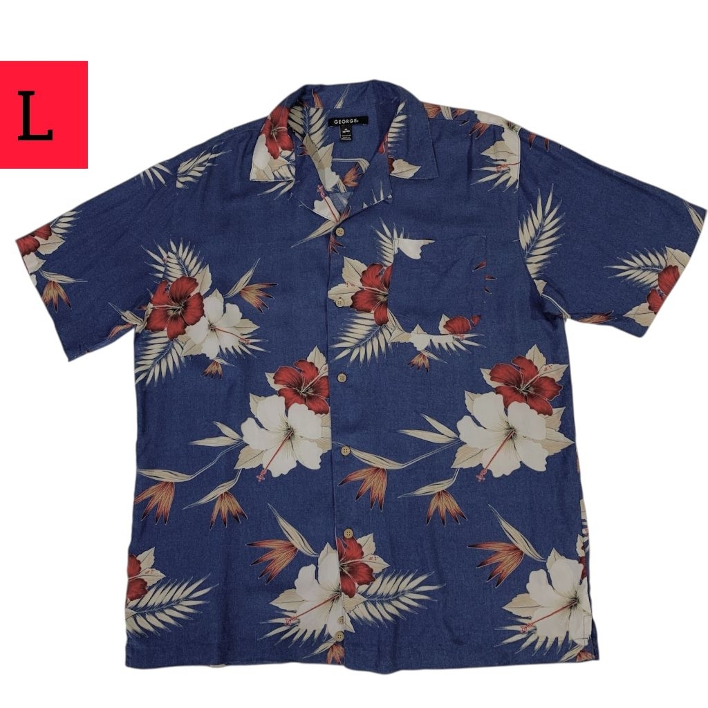 Kemeja Pendek Hawaii Rayon GEORGE ( size L )