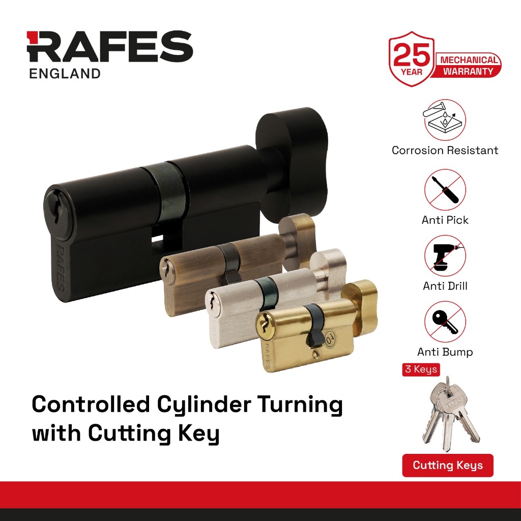 RAFES ENGLAND Silinder Pintu Putar Kunci Kuningan Knop Cylinder Knob Brass