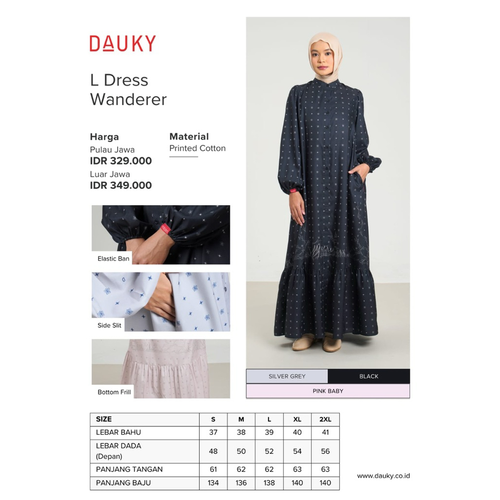 L dress wanderer dauky , koko dauky wanderer - Dauky sarimbit wanderer terbaru