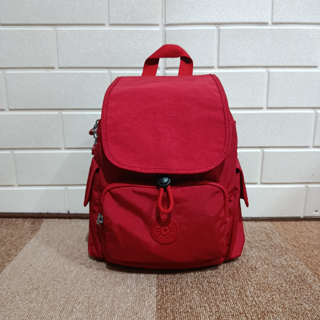 Tas Kipling City Pack Mini with Adjustable Straps Original Red Rouge Ransel Kecil Wanita