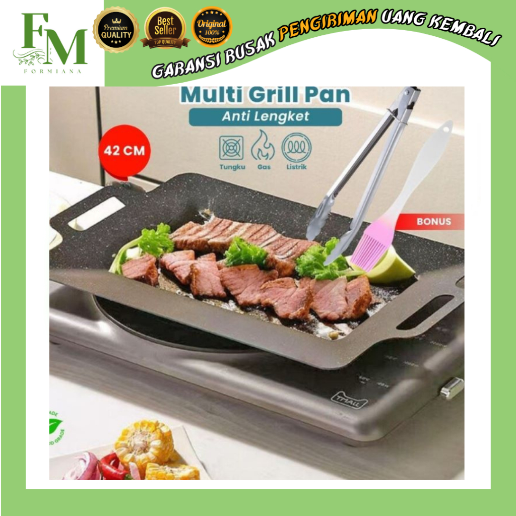 M1204 Multi Grill Pan / Multi Grill Pan Anti Lengket Panggangan Multiguna Free Kuas - FM