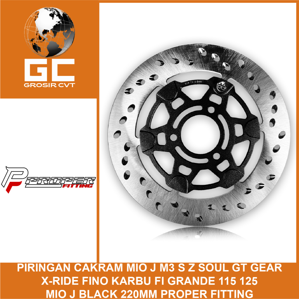 Piringan Cakram Disk Brake Floating 220mm Mio J M3 S Z Soul GT Fino 115 125 Karbu Fi Grande Black Hi