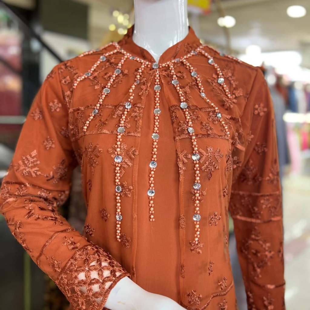 GAMIS PESTA MEWAH BIANCA ELEGAN 2 WARNA TERACOTTA SAMA EMERALD BLUE GAMIS CANTIK LEBARAN