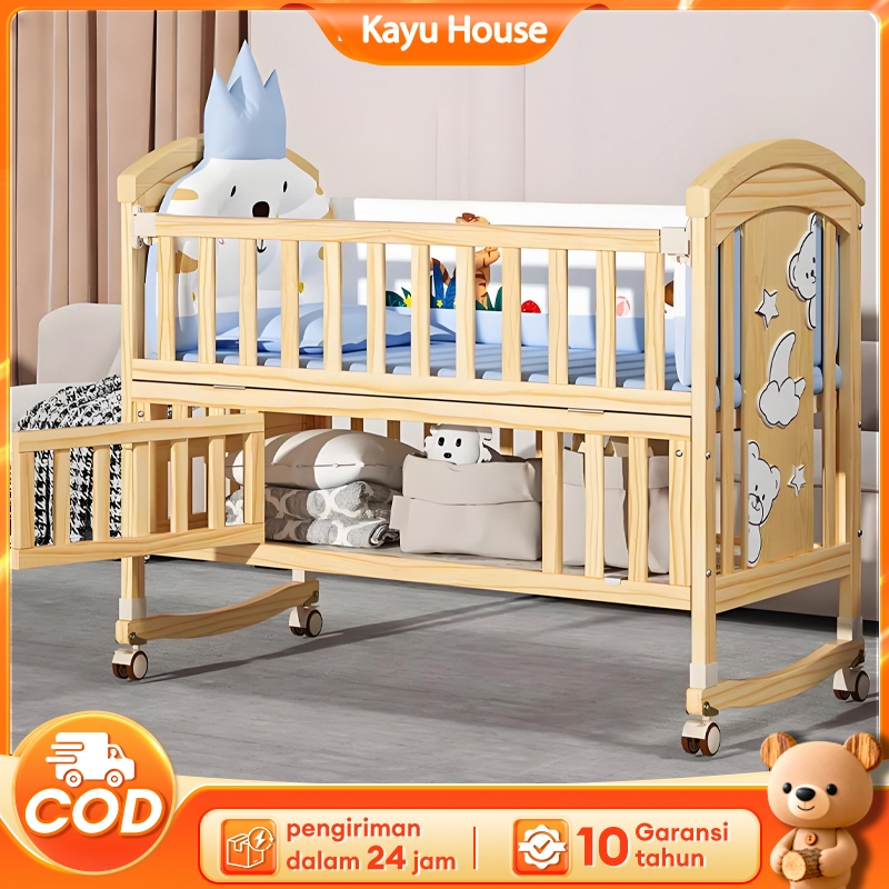 Tempat Tidur Bayi Kayu Solid Box Bayi Box Bayi Ranjang Bayi Kranjang Bayi tempat Tidur Ayun