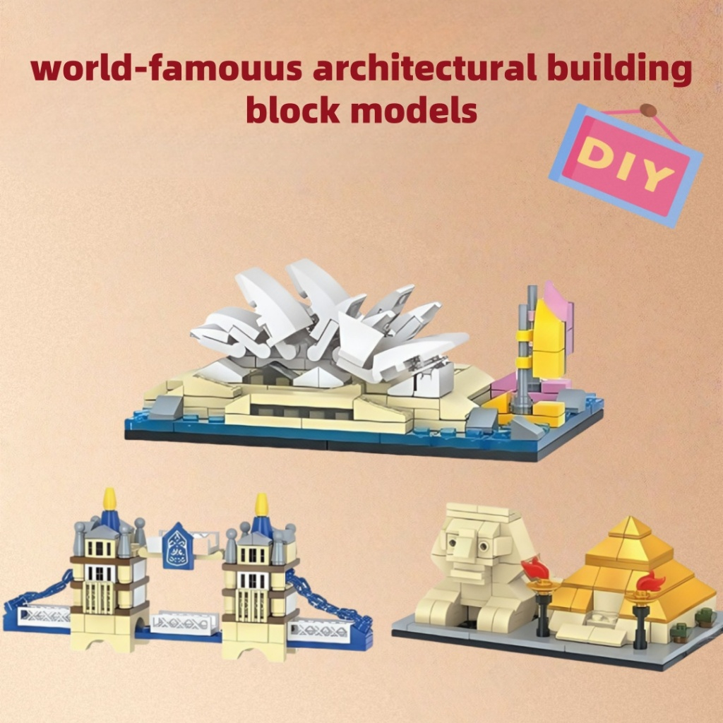 Mainan Edukasi Nano Block - Miniatur Sydney Opera House & London Bridge, Set Hadiah DIY Model Gedung