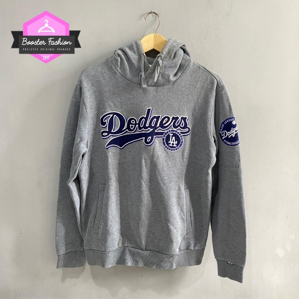JAKET HOODIE DODGERS MLB GREY ORI SIZE M-L