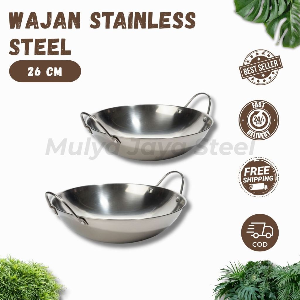 Wajan Stainless Steel BMN 26 cm / Wajan Gagang Kecil– Anti Karat, Ringan & Cepat Panas