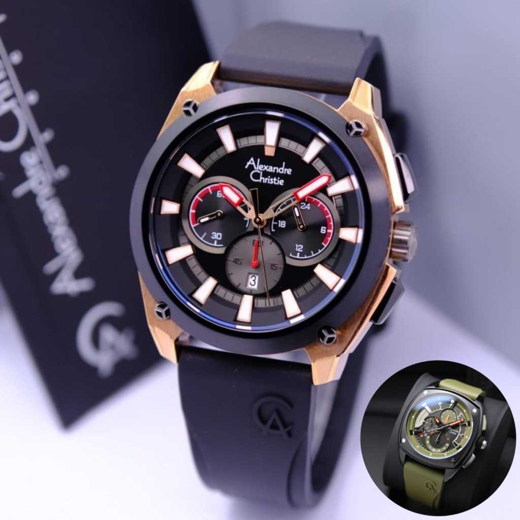 Jam tangan pria alexandre christie ac 6591 / ac 6612 rubber original