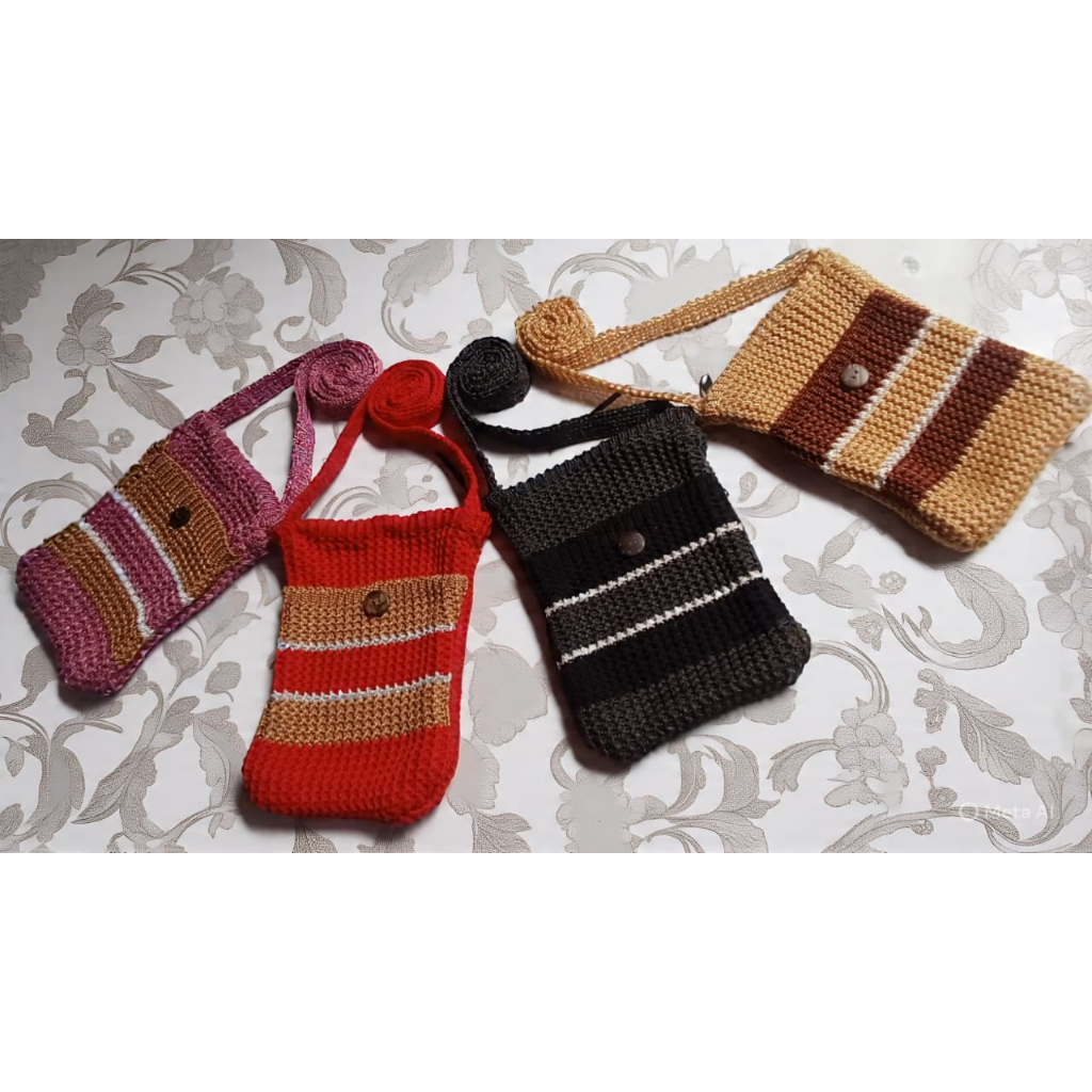 Tas selempang WANITA bahan RAJUT kekinian/TAS HP RAJUT