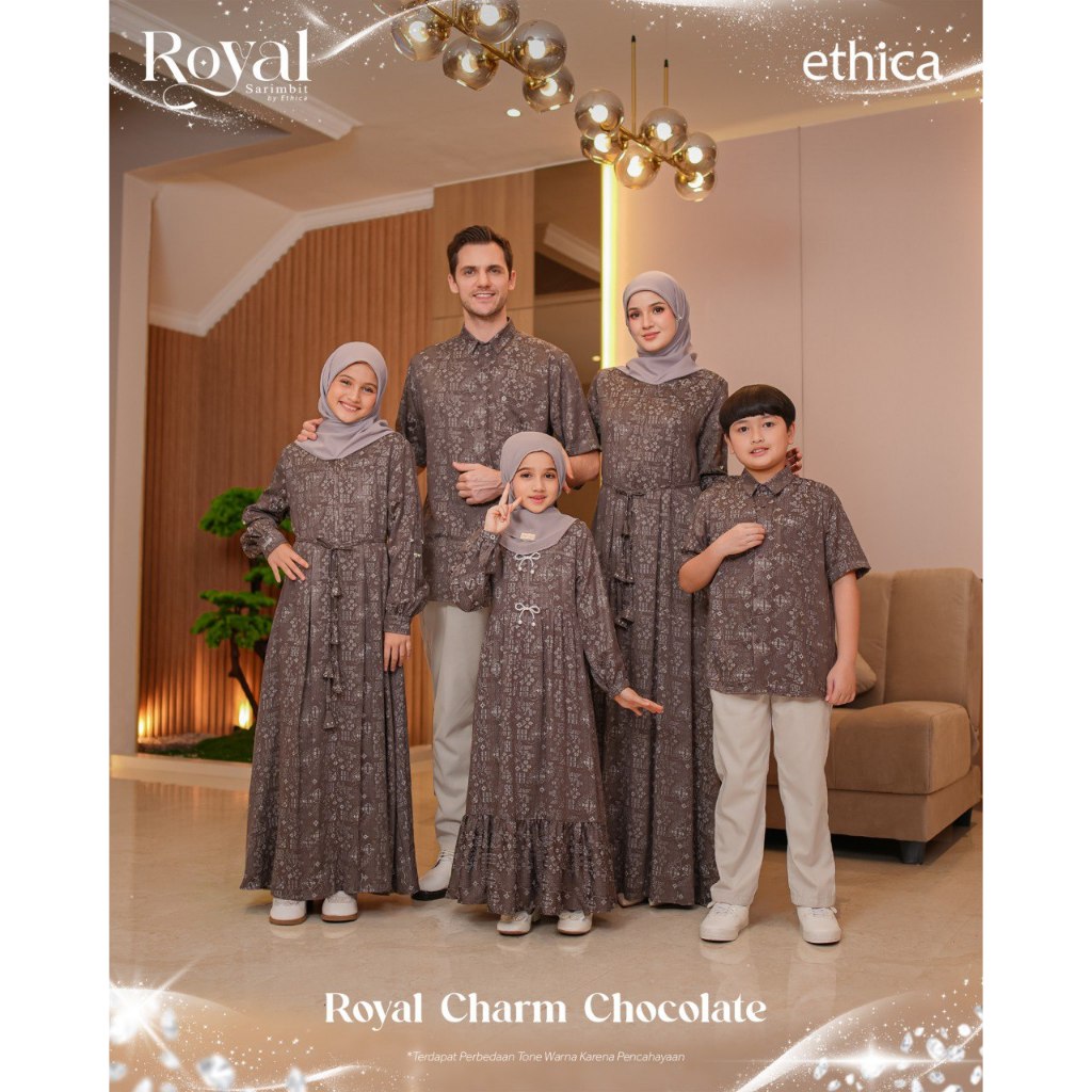 Ethica Sarimbit Royal Charm Chocolate Gamis Kagumi 373 koko kahfi 394 Sarimbit Keluarga Ethica Baju 