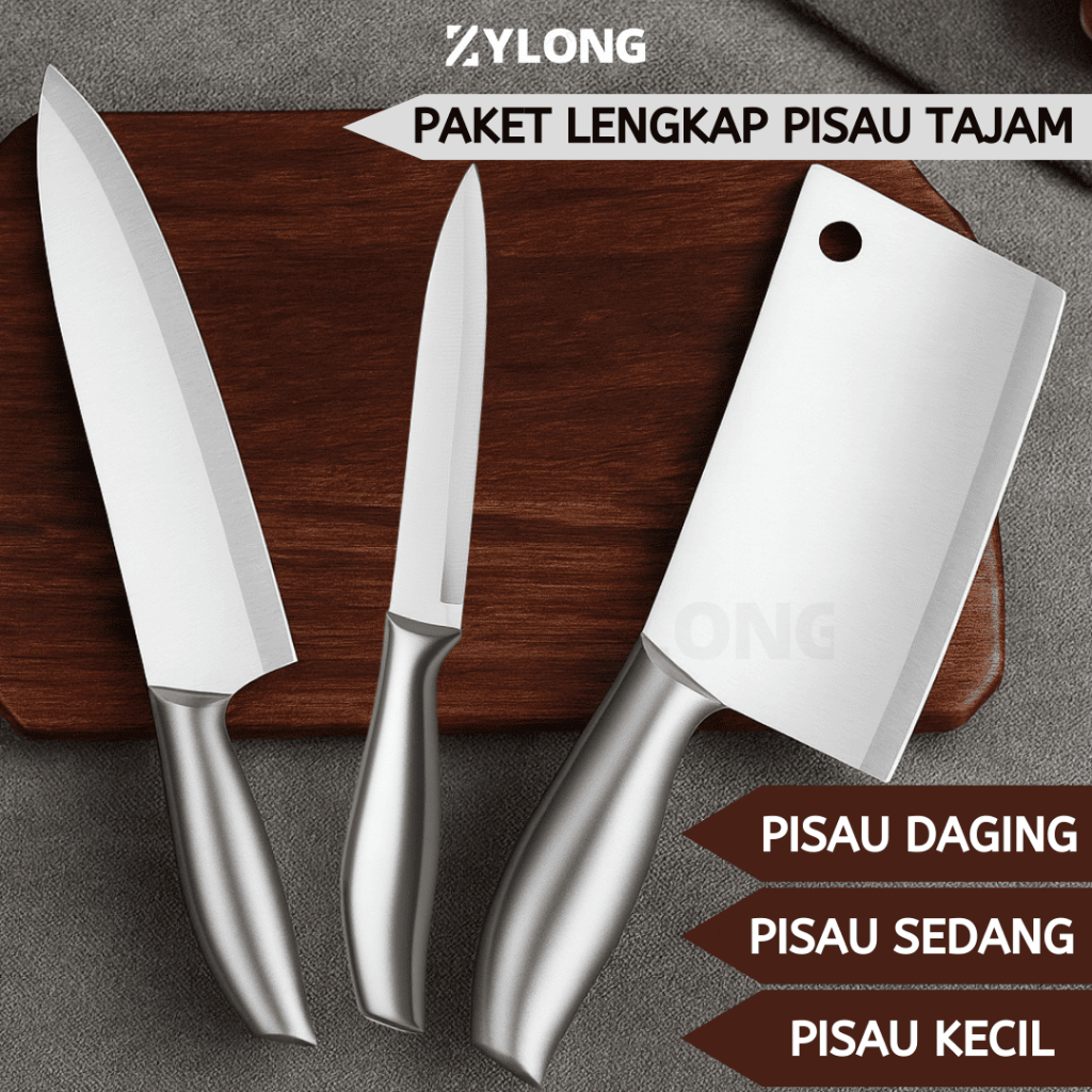 Set  Pisau Dapur Stainless – Tajam Stabil, Cocok untuk Daging & Ayam