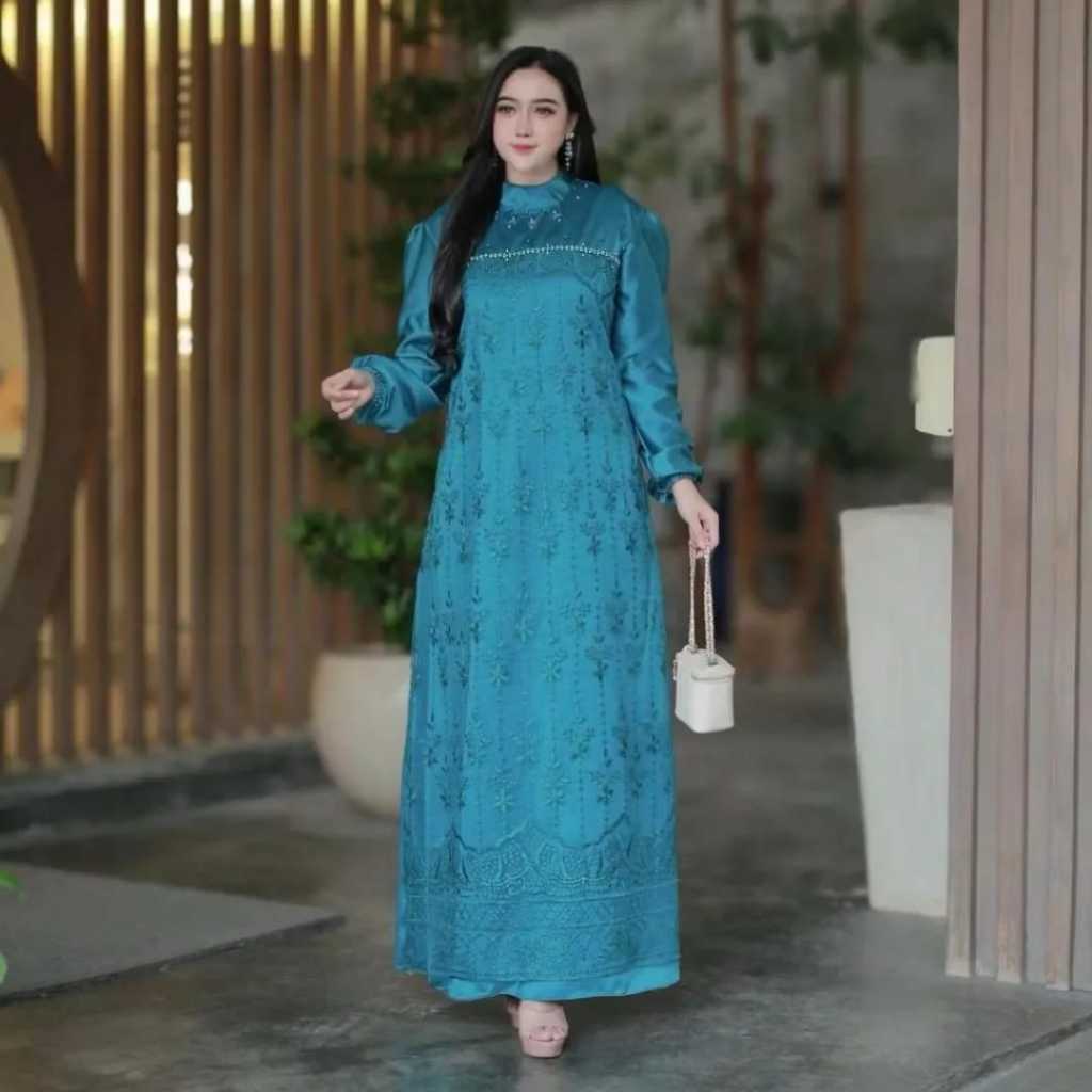 Rianti Dress Luxury Gamis Brokat Roberto Cavalli Model Melayu Malaysia Lebaran 2026