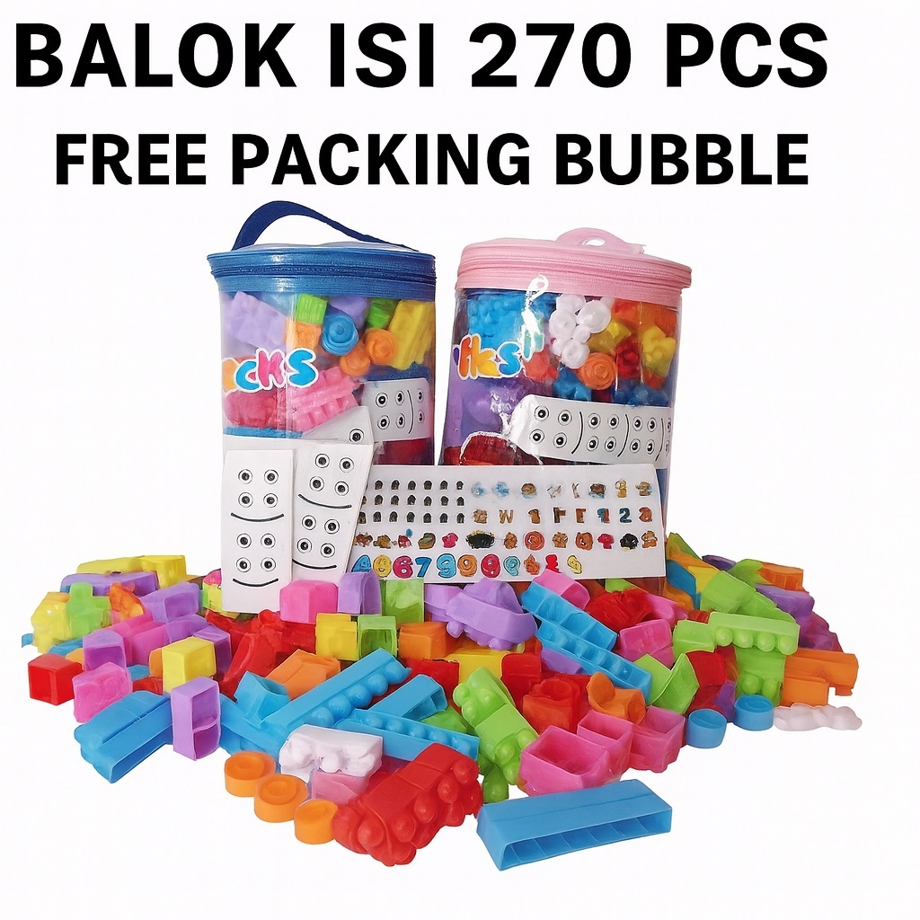 BLOCKs 270 pcs - Mainan Block Balok Blok Besar Mr Block Anak Balita Edukasi Edukatif tas mainan