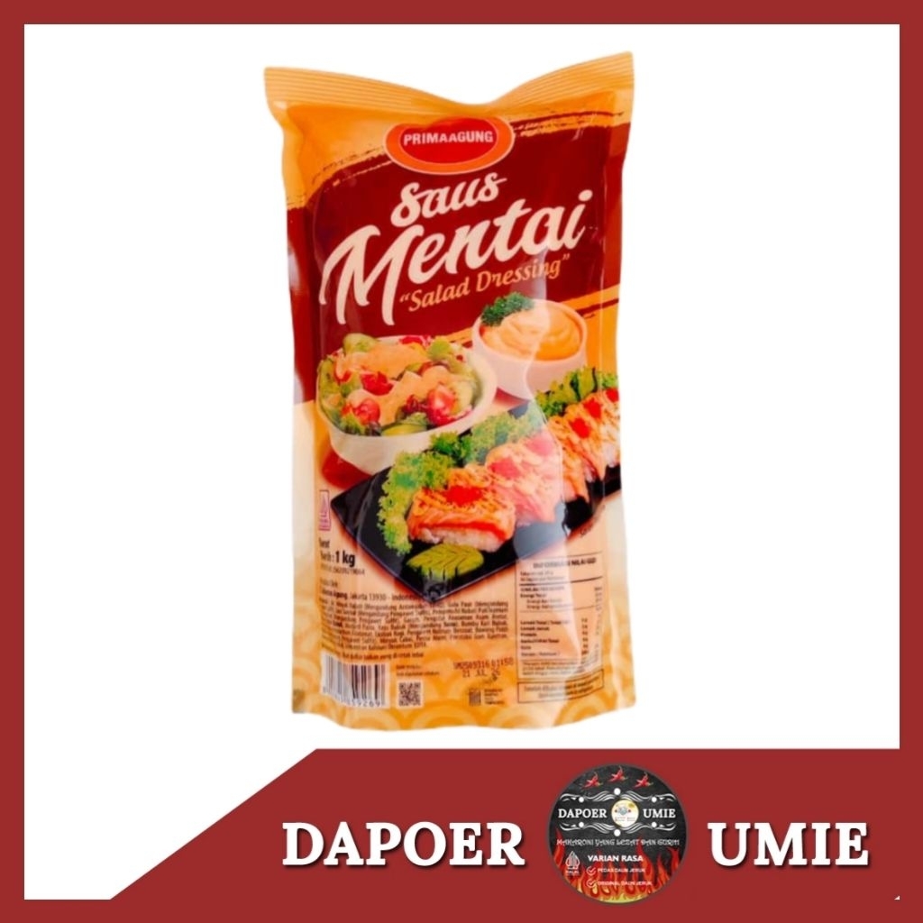 Saos Mentai Prima Agung 1kg – Mentai Sauce / Salad Dressing Premium – Siap Pakai untuk Sushi, Rice B
