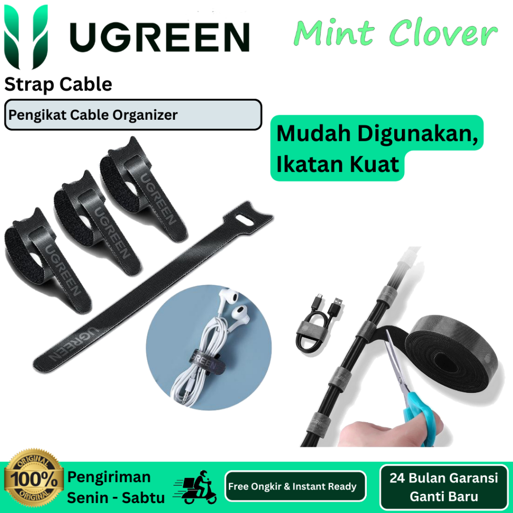 UGREEN Cable Ties Velcro – Strap Pengikat Kabel Charger Komputer Earphone Panjang