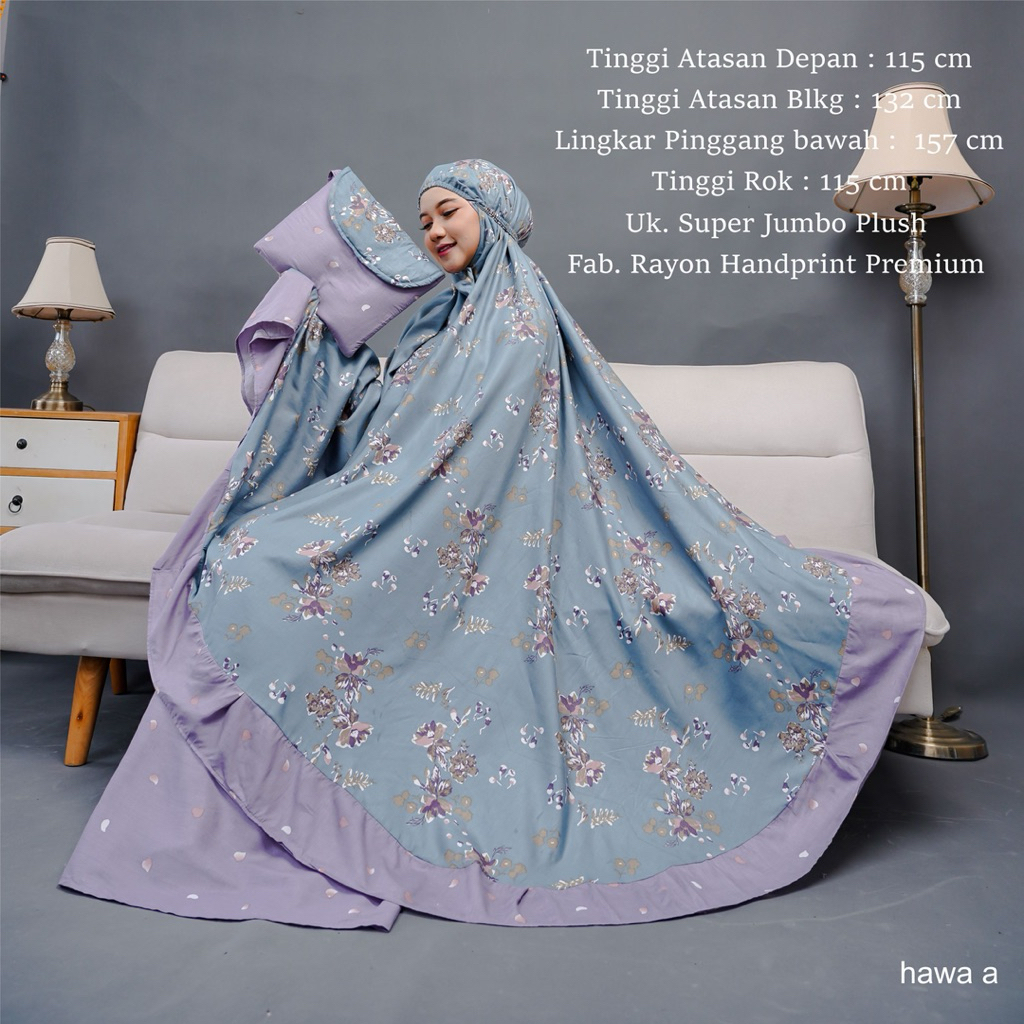 Mukena Dewasa Mukena Hawa Adem Kain Rayon Handprint Premium Super Jumbo Plush Cantik Lembut Atasan M