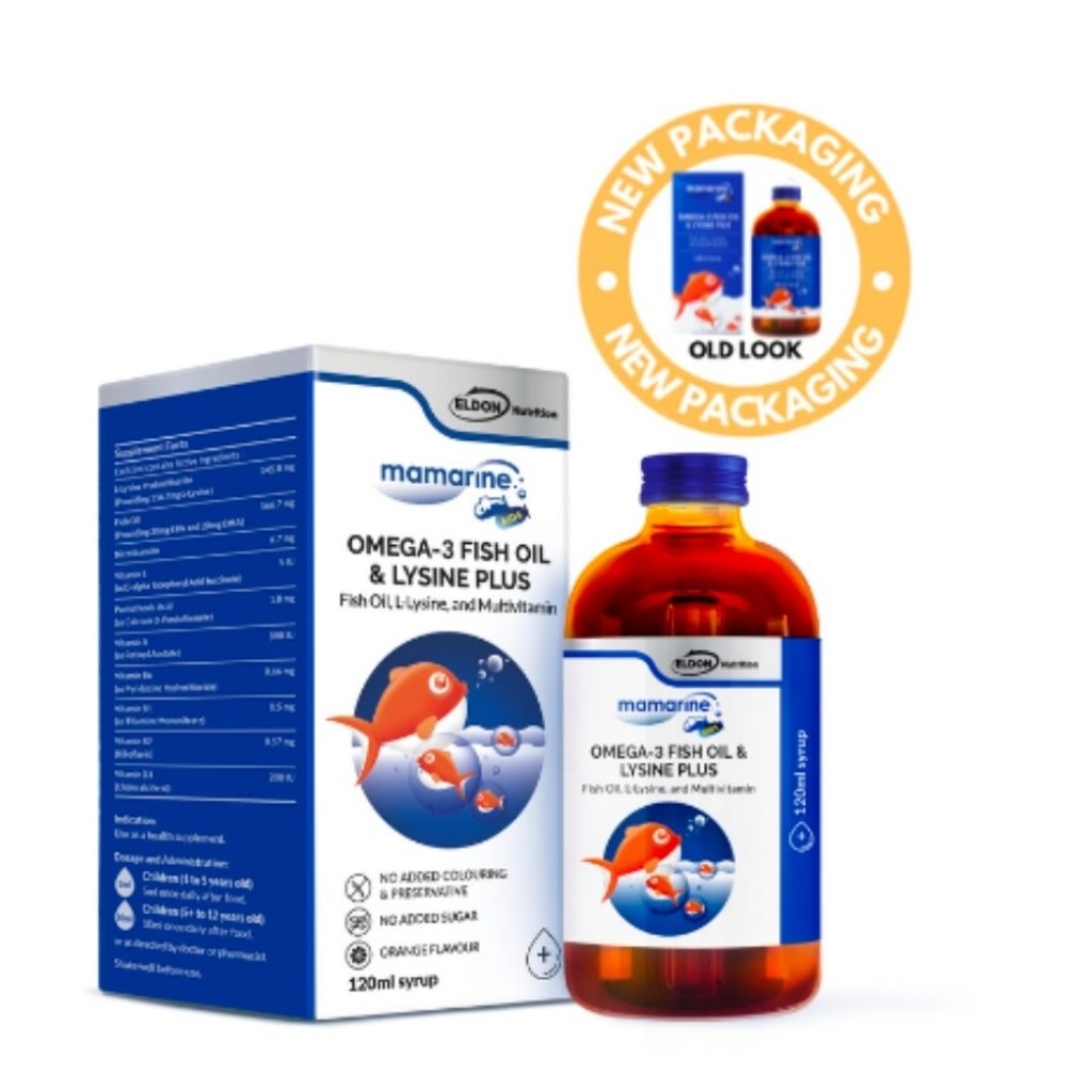 Mamarine Omega-3 Fish Oil & Lysine Plus.