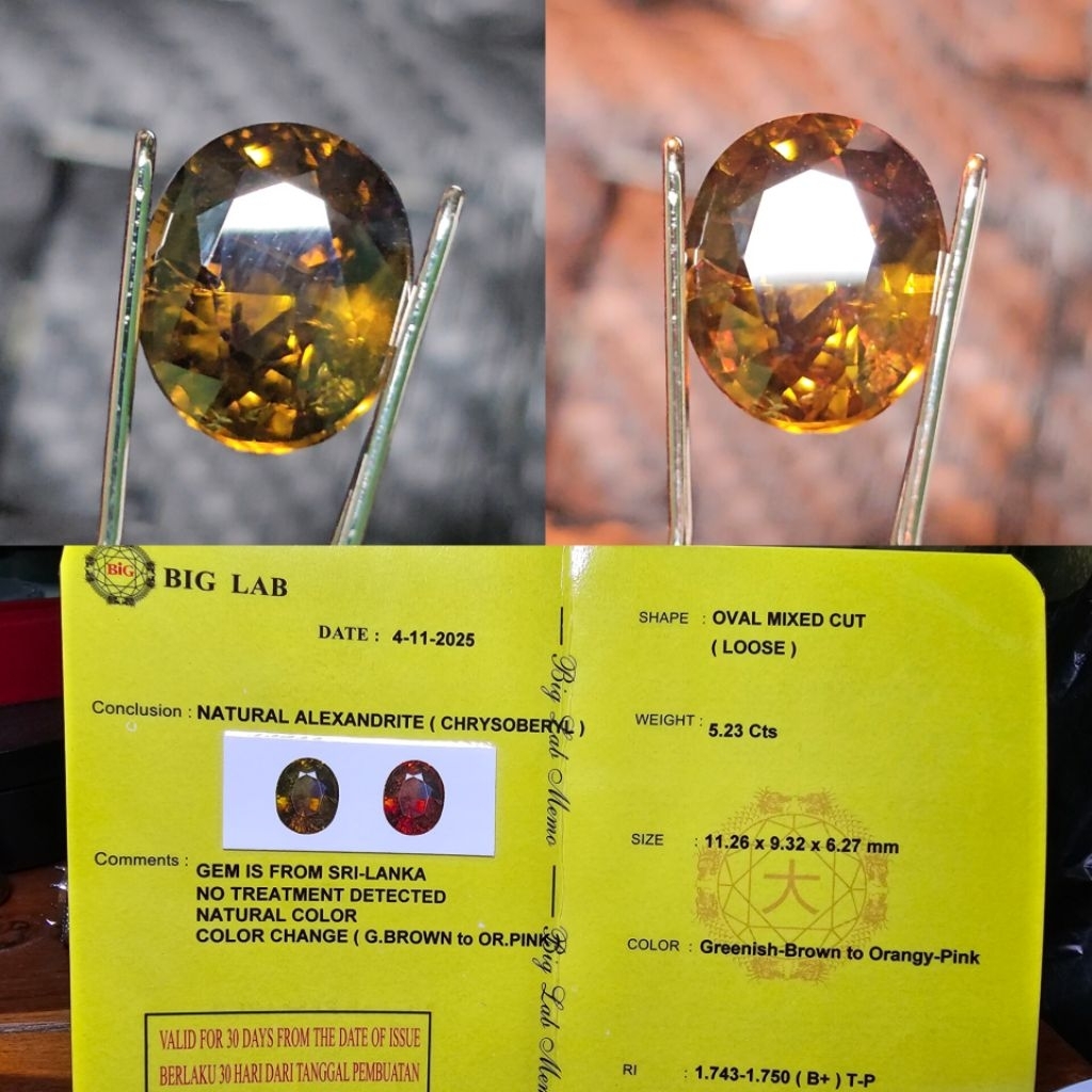 Alexandrite 5.23 Crt Chrysoberyl Srilanka