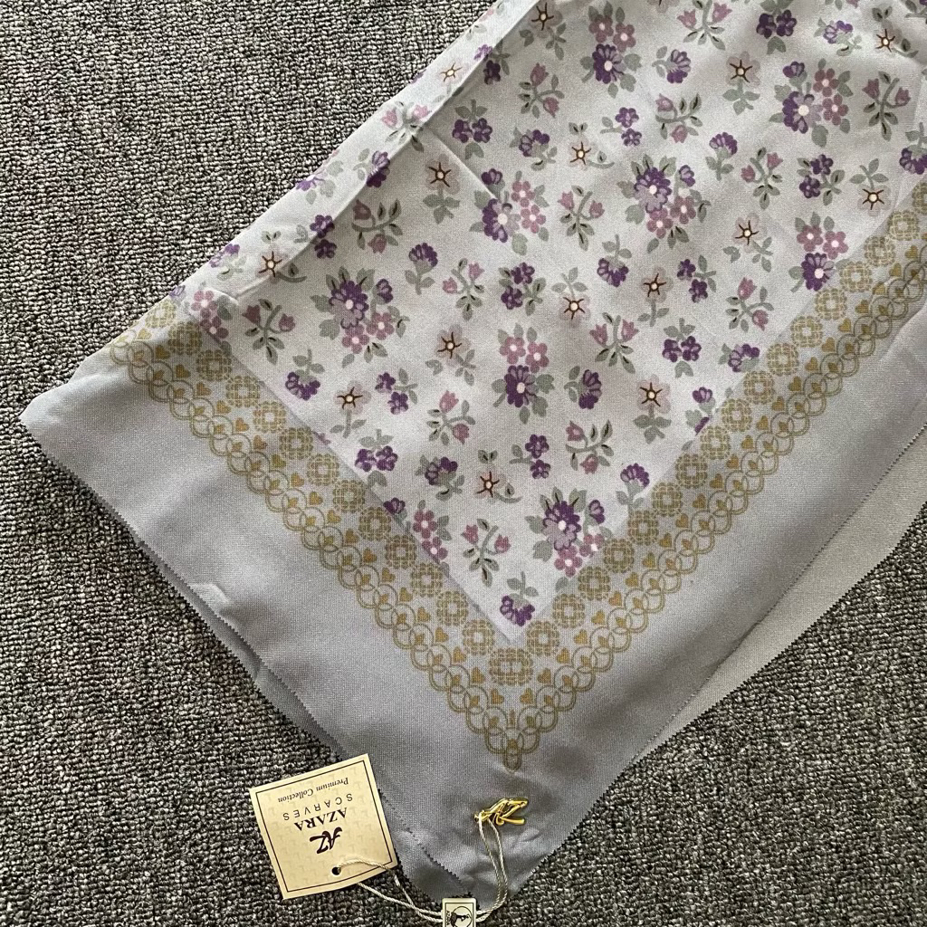 Jilbab Segi empat Voal Motif Azara Scarf Kerudung segi empat motif bunga | Pilih Warna dan Motif