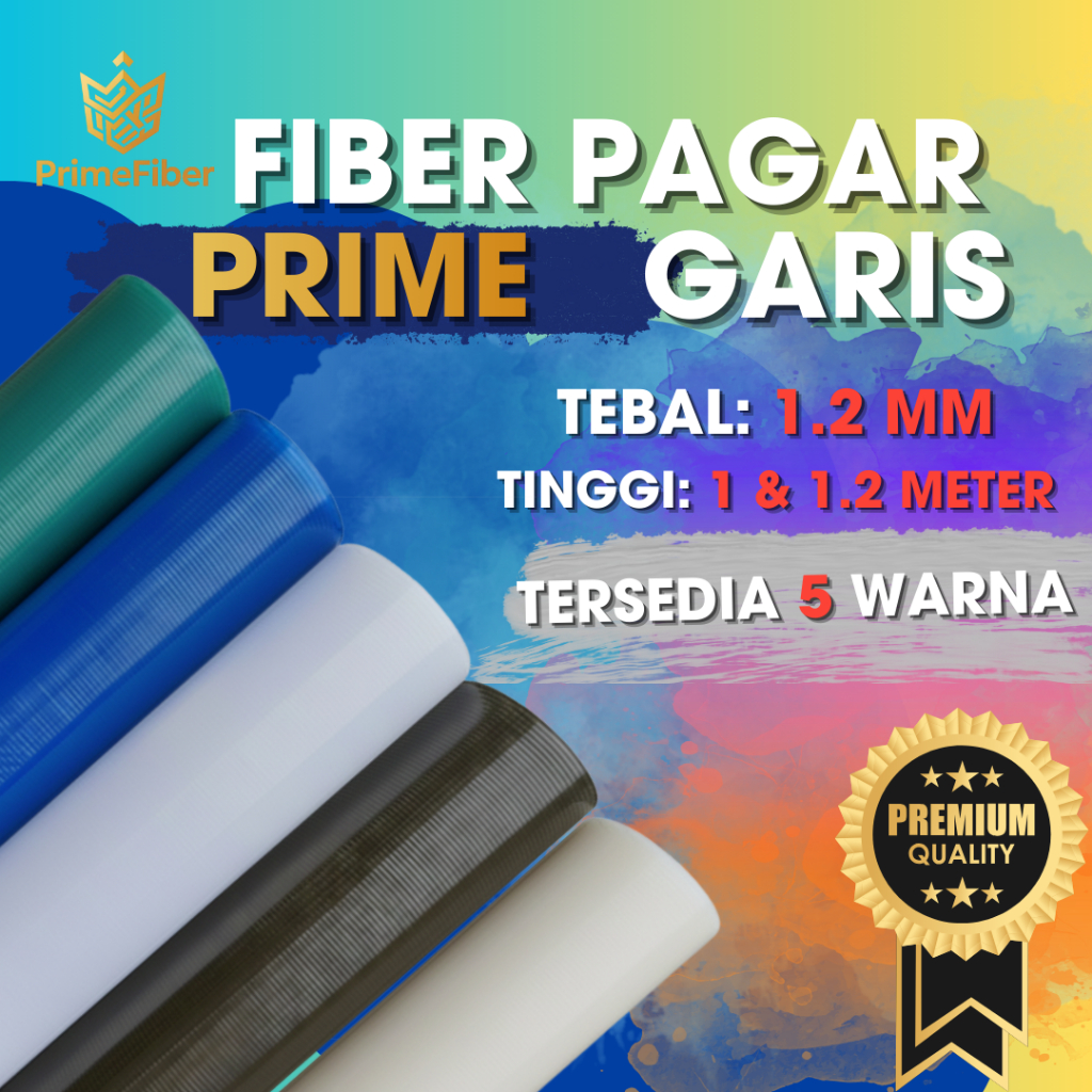 Fiber Pagar Garis PRIME -  Ketebalan 1.2mm | Tinggi 1m 1.2m | 5 Warna Lengkap | Fiber Plastik Penutu