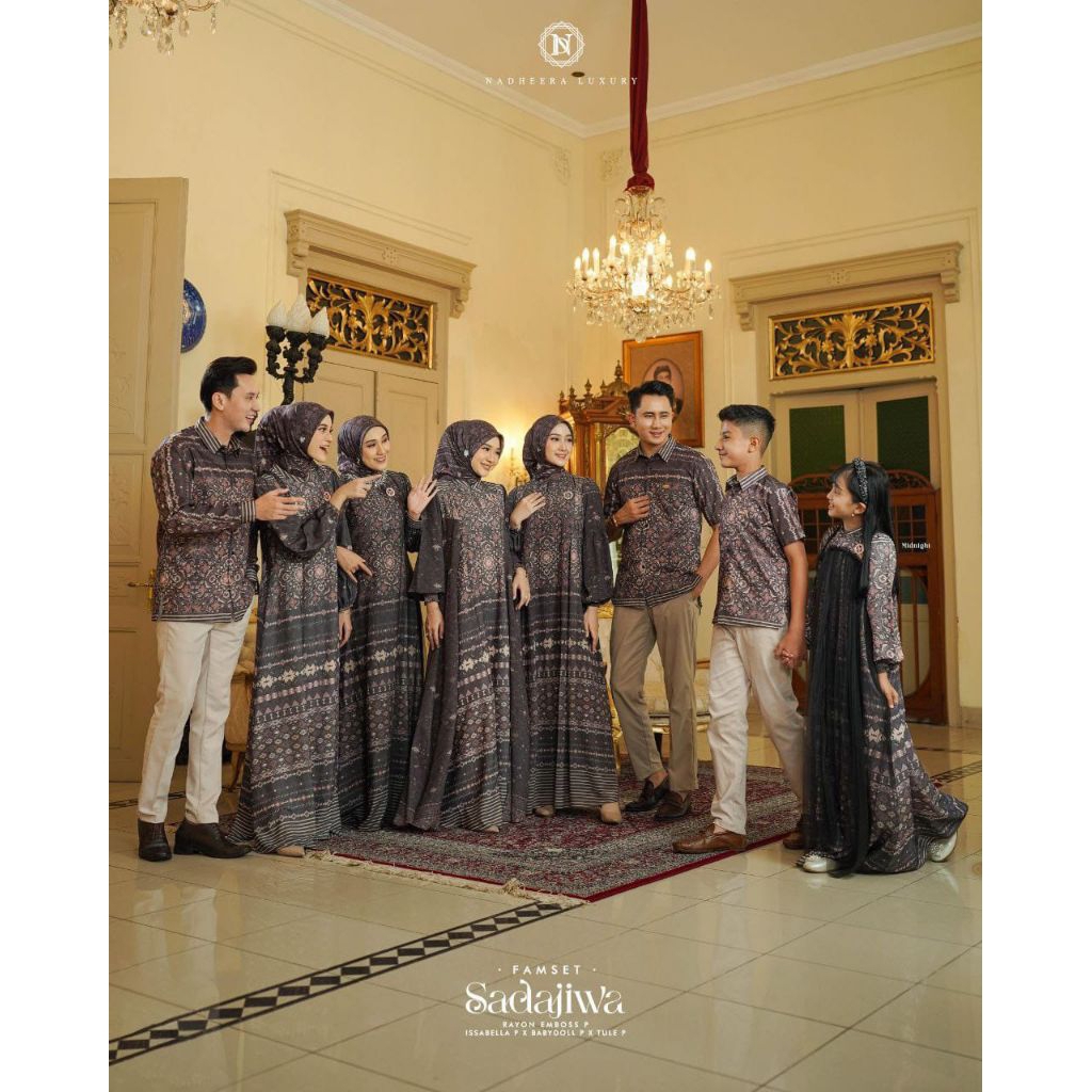 FREE SCARF - SADAJIWA FAMSET SARIMBIT WARNA MIDNIGHT BY NADHEERA LUXURY // Gamis Dress Shirt Couple 