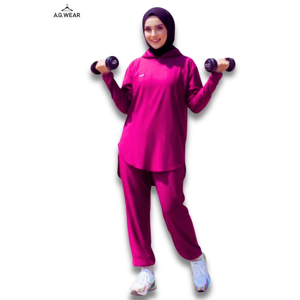 Setelan Jenita Olahraga Wanita Muslimah 3in1 Terbaru Lengkap | Sport Hijab Adem Nyaman Anti Menerawa