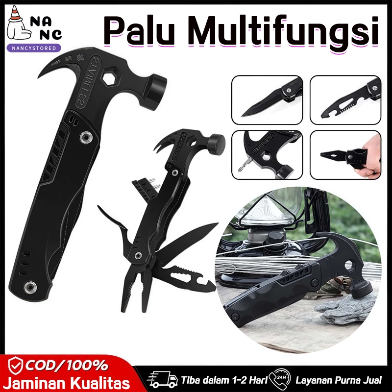 12 in 1 Palu Kapak Lipat Multifungsi / Alat Multifungsi / Palu Multifungsi / Palu Tang Lipat / Tang 