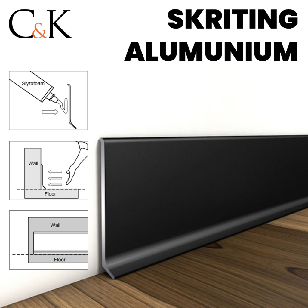 LIS PLINT ALUMUNIUM HITAM 2,5 M FLOOR SKIRTING ALUMUNIUM