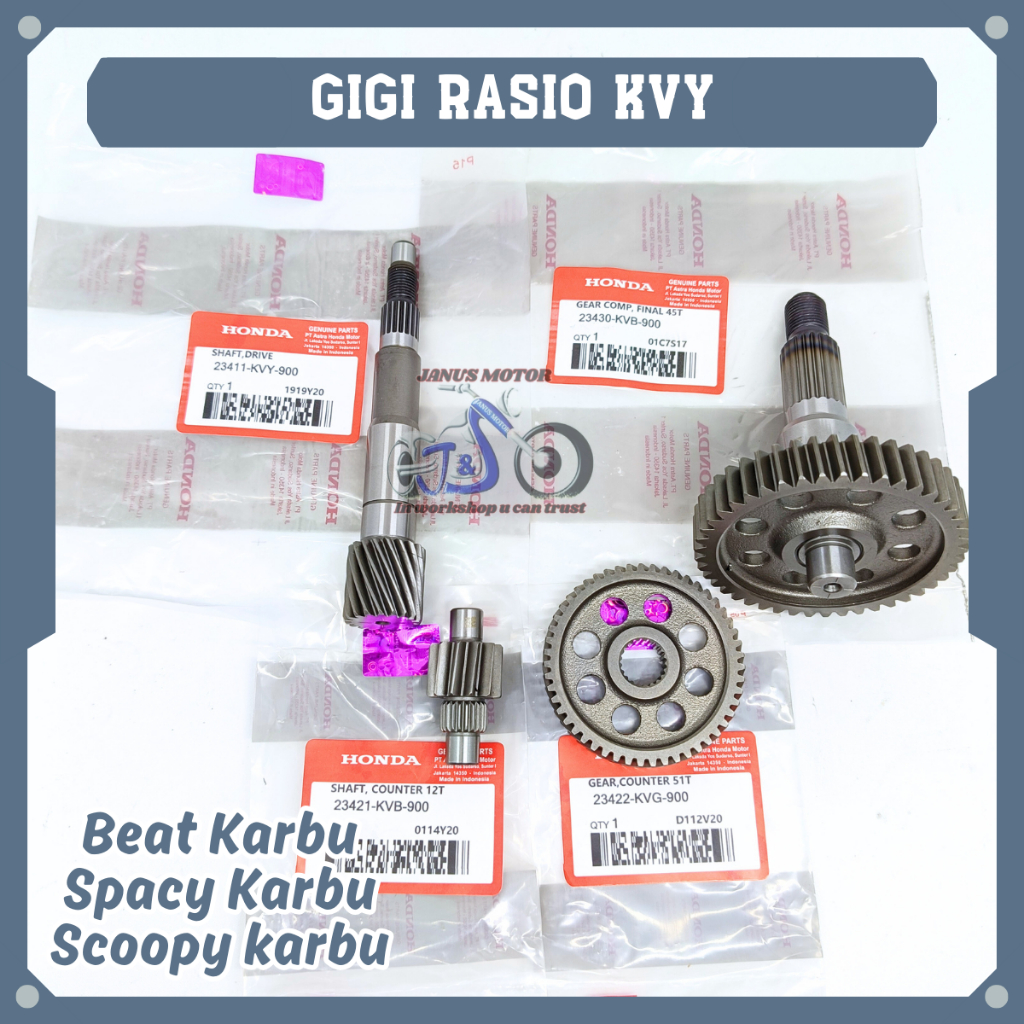 Gigi Rasio Set Honda KVY Gear Gardan Beat Karbu Spacy Karbu Scoopy Karbu Transmisi Kualitas Original
