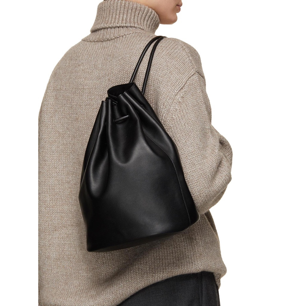 nothing written leather bucket backpack