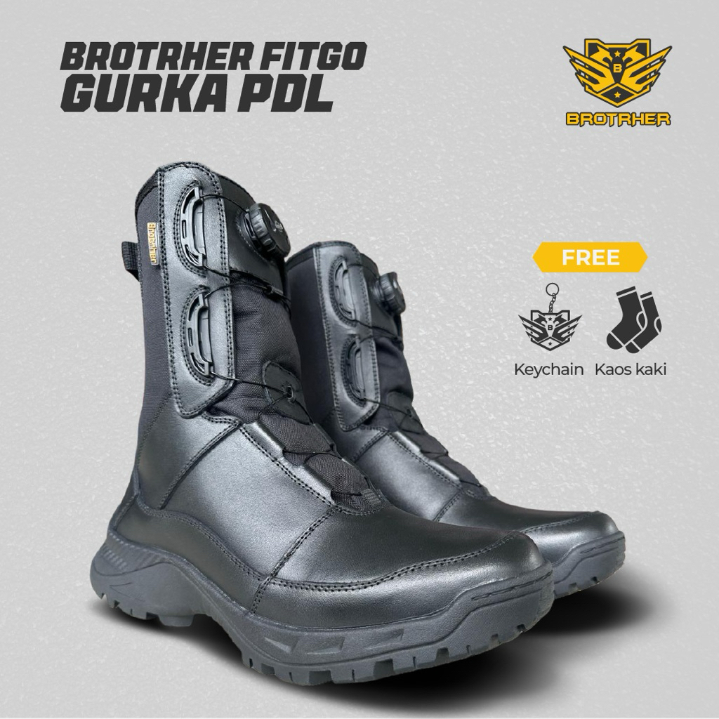 Brotrher Fitgo GURKA Sepatu PDL Tali Putar kulit asli