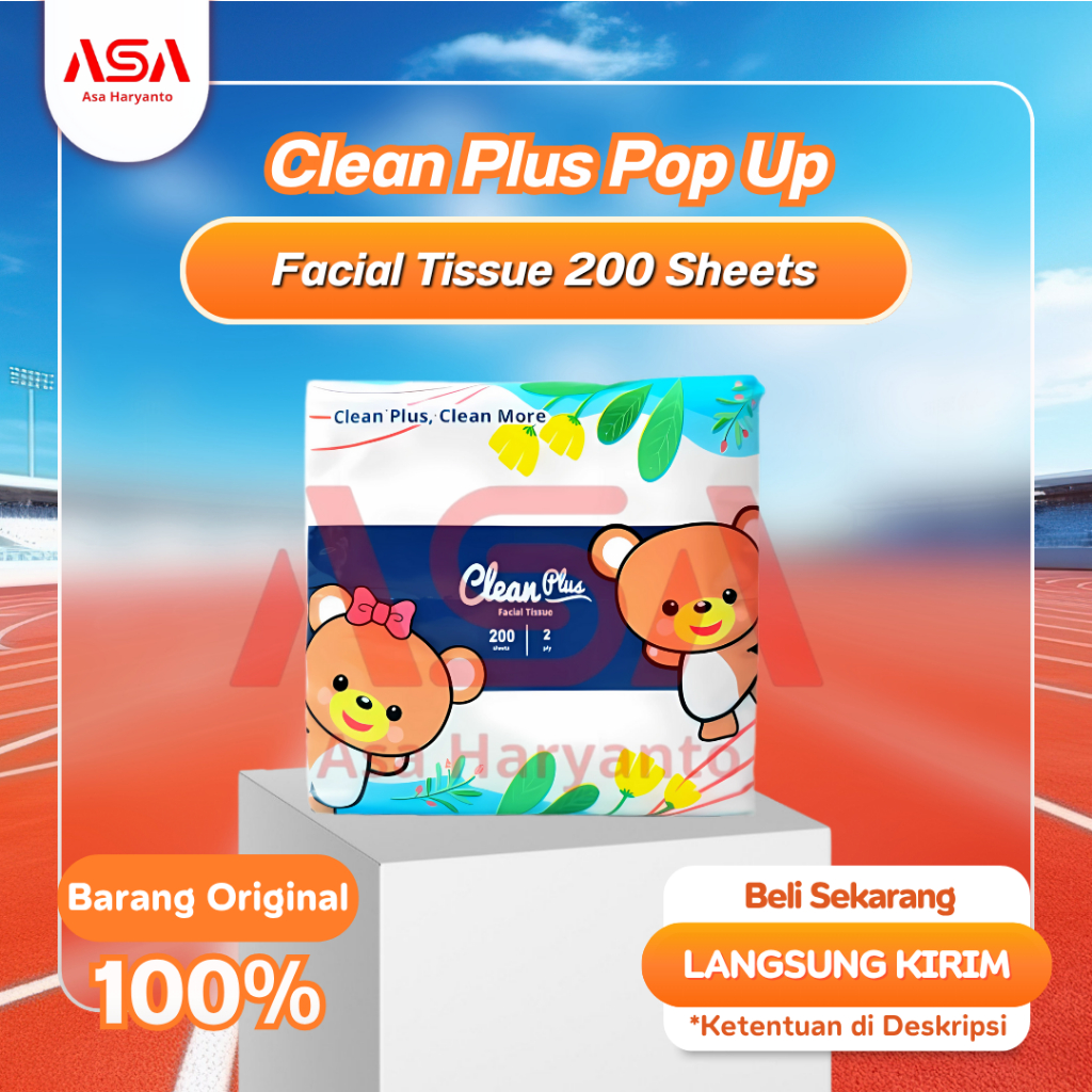 CLEAN PLUS Pop Up Tissue 200 Sheets 2 Ply - Tisu Pop Up