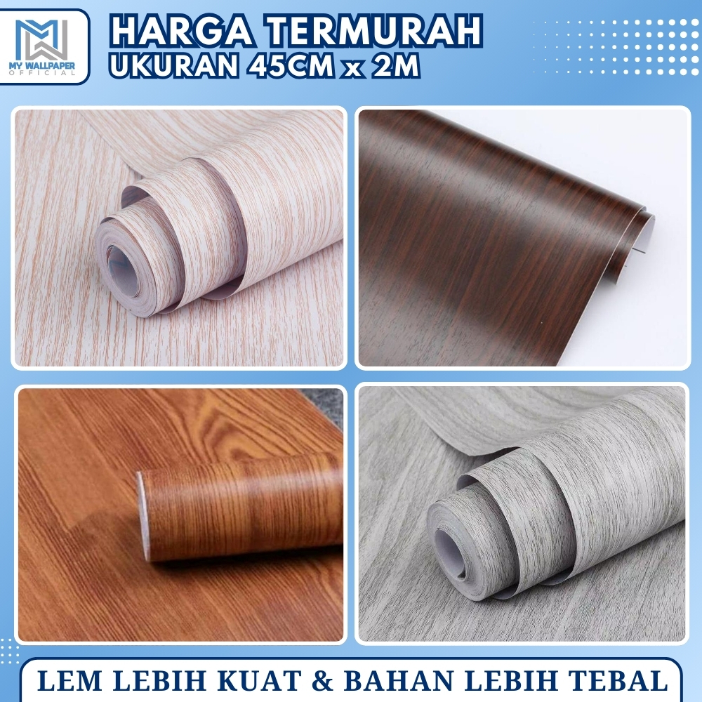 Wallpaper Dinding Stiker Motif Serat Kayu Jati Abu Walpaper Dingding Sticker Lemari Wood Anti Air