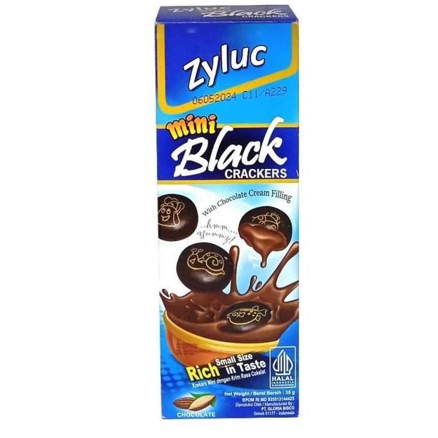 zyluc mini black crackers with chocolate cream - zyluc biskuit - mini biscuit cokelat - biskitop zyl