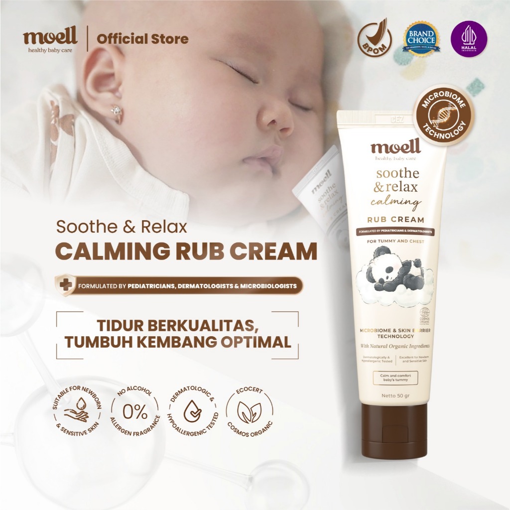 Moell Soothing & Calming Rub Cream 50gr - Red Ginger, Lavender Oil, Bisabolol - Meningkatkan Kualita